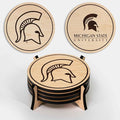 LazerEdge Michigan State Spartans Wooden Coaster Set - Maple Wood - Officially Licensed Product - 4-Pack