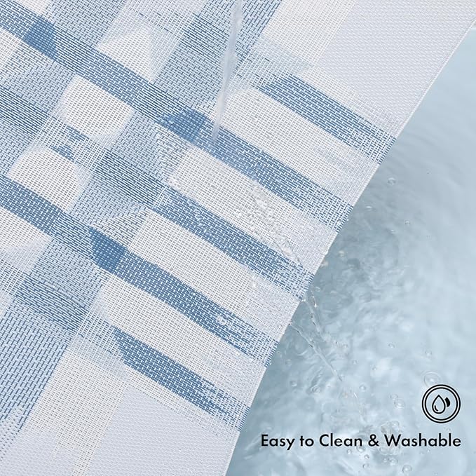 Winknowl Placemats Set of 6, Heat Resistant Stain Resistant Woven Vinyl Insulation Place mats, Durable Washable Elegant Table Mats for Kitchen Dining Table Decor (Geometric Blue)