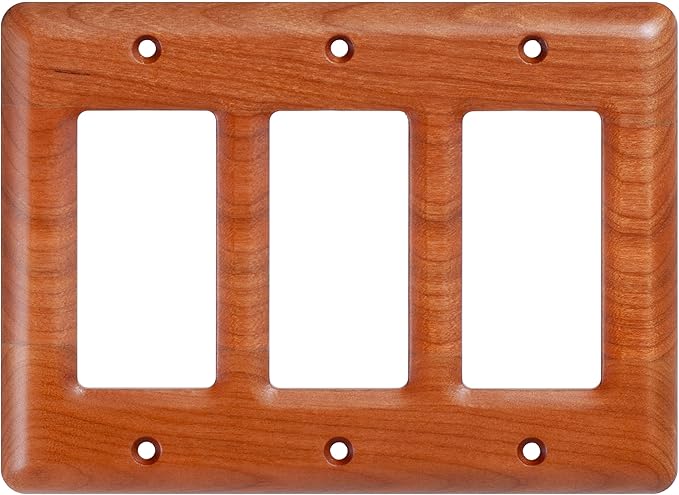 Elegant Cherry Wood Triple Toggle Light Switch Cover Plate – Perfect Replacement for Triple Switch Plates, Stylish Design for Modern Interiors