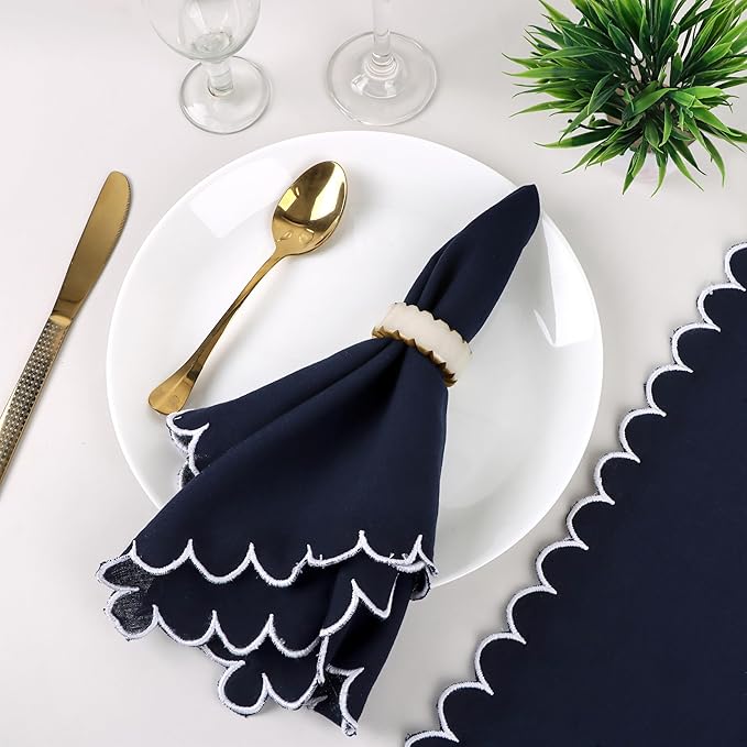 CLEENTABLE Epoxy Resin Napkin Rings Set of 12 - Rustic Napkin Holders for Dining Tableware, Dinning Table, Everyday, Wedding, Anniversary Festival Thanksgiving Party of Table Setting (Black White)