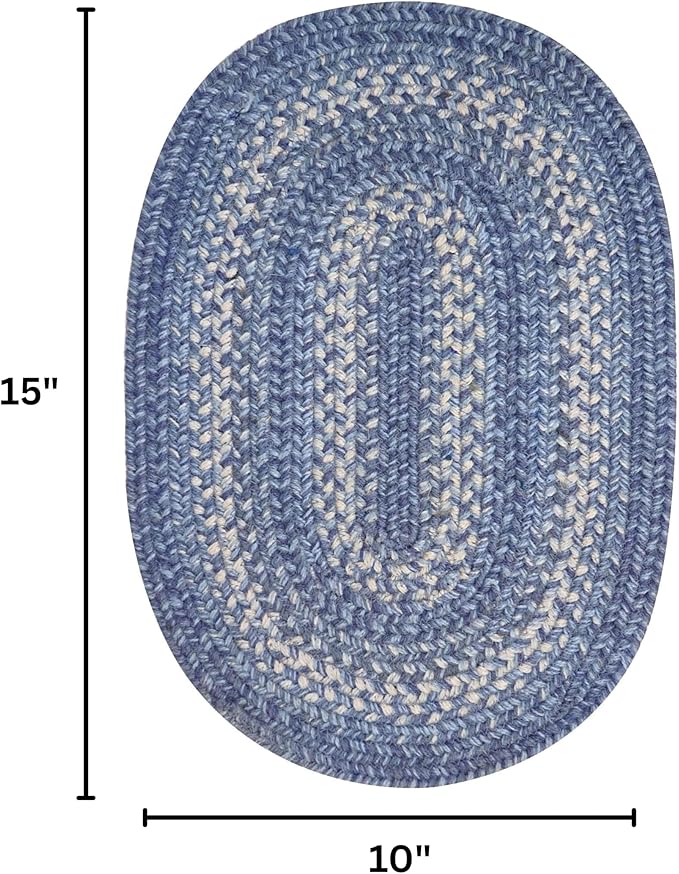 Homespice Denim Premium Jute Braided Placemat Set of 4 Oval 10x15 Blue, Navy, White Reversible, Natural Jute Yarn Rustic, Country, Primitive, Farmhouse Style