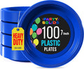 Dark Blue Plastic Plates For Party 7" Dark Blue Disposable Plates Heavy Duty 100 Pcs Plastic Dinnerware Sets Heavy Duty 350 GSM Disposable Dinnerware Set