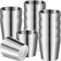 12 Pieces 6 oz Stainless Steel Cups Double Wall Insulated Tumblers Glasses Reusable Stackable Mugs Silver Travel Cups Metal Drinking Cups for Adult Home Party BBQ Camping Outdoor