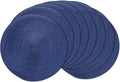 AHHFSMEI Round Braided Placemats 15 Inch Round Table Mats for Dining Tables Natural Woven Heat Resistant Place mats Set of 8 (Navy Blue,8)