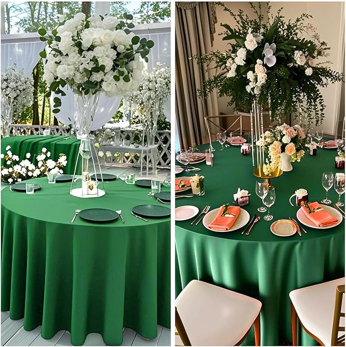 8 Pack Round Tablecloth 90 Inch Green Table Cloth for Round Tables, Washable Polyester Tablecloth Stain and Wrinkle Resistant Decorative Table Cover for Wedding Party Dining Banquet