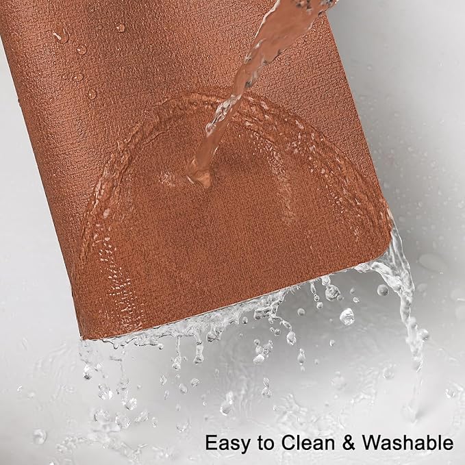 Myir JUN Reversible Vinyl Placemats Set of 8, Faux Leather Place Mats Dual Sided Waterproof Wipeable, Heat-Resistant Table Mats for Kitchen Dining Indoor Outdoor (12" x 17", Light Gray Reddish Brown)