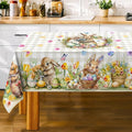 Easter Tablecloth 60 x 104 Inch Rectangle, Easter Bunny Table Cloth Buffalo Check Plaid Kitchen Table Cover for Dining Room Spring Oblong Tablecloth Indoor Decor