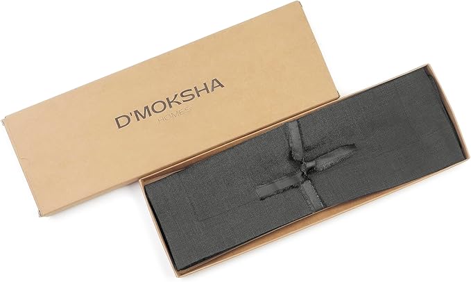 D'Moksha Homes Linen Charcoal Grey Placemats Set of 4-100% Pure Linen Placemats 14 x 19 Inch for Spring, Easter - Handcrafted and Machine Washable