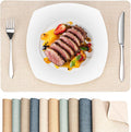 Heat Resistant Placemats Set of 4, 17x12in Waterproof Wipeable Faux Leather Non Slip Table Mats, Easy to Clean, Stain Resistant, for Kitchen Dining Room– Ivory Beige