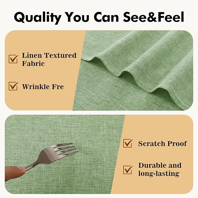 JIUZHEN Rectangle Table Cloth 54 x 108 Inch, Faux Linen Farmhouse Tablecloth Wrinkle and Stain Resistant Decorative Fabric Table Cover for Kitchen, Dining Room, Parties and Camping, Sage Green