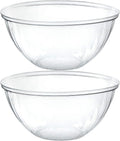 PLASTICPRO Disposable Round Crystal Clear Serving Bowls For Party Snack or Salad, Plastic Clear Chip Bowls, Candy Dish (2, 48 OUNCE)