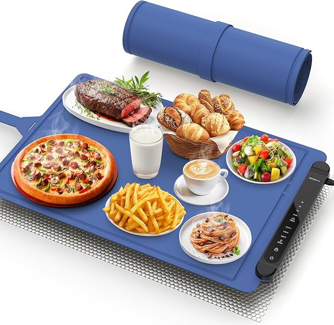 Warming Mat for Food Warmer Pad: Foldable Silicone Electric Warming Tray for Buffets Party - Fast Heating Portable Hot Plates for Countertop Kitchen Travel Home Outdoor Car Holiday Ideas