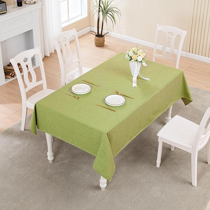 BALCONY & FALCON Rectangle Tablecloth Washable Wrinkle Resistant and Water Proof Table Cloth Decorative Linen Fabric Tablecloths for Dining Parties Kitchen Wedding and Outdoor (Avocado Green, 57x118)