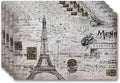 Vinyl Rectangular Placemats Set of 4 - Non Slip Place Mats Ideal for Indoor and Outdoor Dining Table - Washable and Heat Resistant Table Mat for Kitchen Tables (Paris)