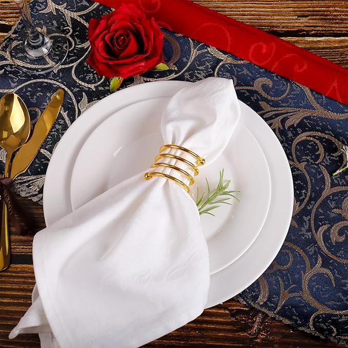 Napkin Rings Set of 12, Gold Napkin Rings Napkin Holders for Cloth Napkins Thankgiving Wedding Christmas Party Dinner Table Decoration(12 Pcs Gold Spring)