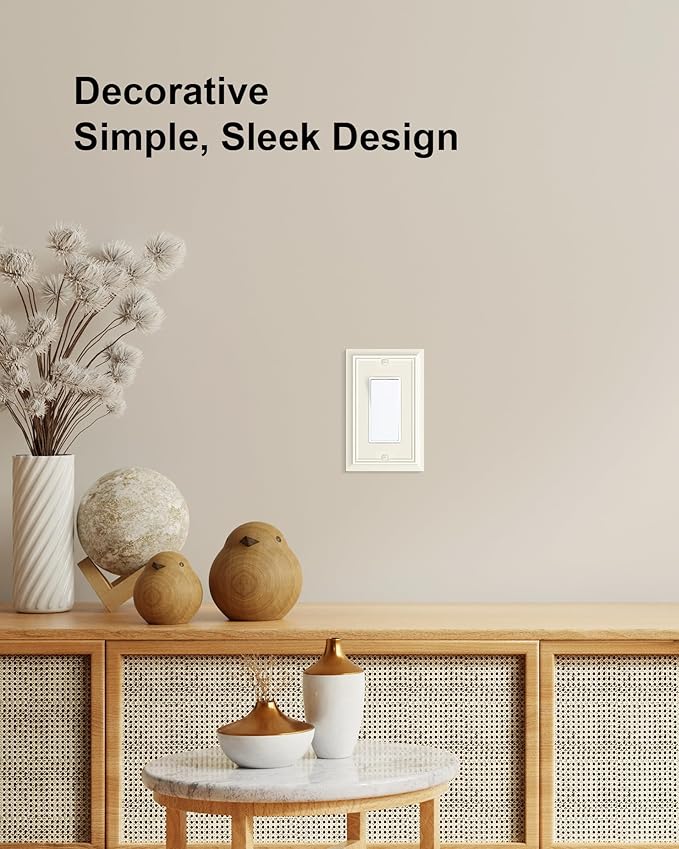 6-Pack Decorator Wall Plate Cover, Light Almond Decorative Switch Plates and Outlet Covers, Durable Natural Bamboo Fiber Wall Plates for Electrical Outlets, Receptacle, GFCI Outlet, Dimmer Switch