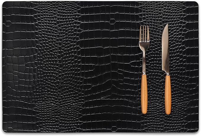 Set of 8 Faux Leather Placemats, PU Table Mats, Waterproof, Stain Resistant, Heat Resistant, Easy to Clean for Kitchen Dining Table,Conference Table