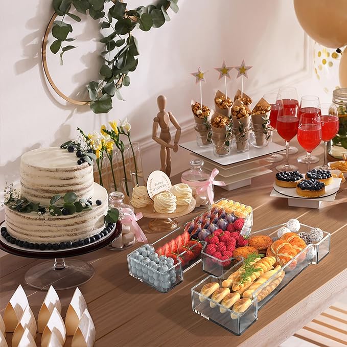 11" Acrylic Letter Charcuterie Tray, Charcuterie Letters Fillable Box for Food, Reusable Serving Cake Candy Dish Display Tray for Birthday Anniversary Party Decoration (Letter M)