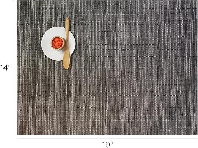 Chilewich Bamboo Placemats Set of 4 - Woven Rectangle Placemats - Reusable, Stain-Resistant, Indoor/Outdoor Tabletop Protection - 19" x 14" - Grey Flannel