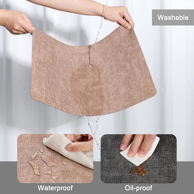 Myir JUN Placemats Set of 4, Dual Sided Faux Leather Indoor/Outdoor Mats - Square, Non-Slip, Washable (Gray Pink)