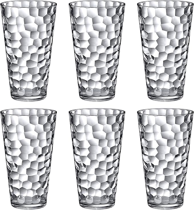 Amazing Abby - Iceberg - 30-Ounce Plastic Tumblers (Set of 6), Iced-Tea Drinking Glasses, All-Clear Reusable Plastic Cups, Stackable, BPA-Free, Shatter-Proof, Dishwasher-Safe