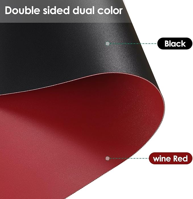 Round Table Cover Protector - Can Be Used On Both Sides Waterproof and Easy to Clean Good Flatness Used for Dining Table(Black+Wine Red Dia.41Inch)