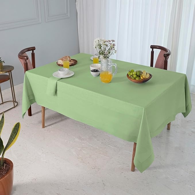D'Moksha Homes Sage Green Linen Tablecloth 54 x 72 Inch - 100% Pure Linen Tablecloth for Rectangle Tables - Machine Washable Table Cloth for Spring, St Patricks Day, Easter