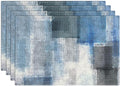 Emvency Farmhouse Placemats Set of 4, Abstract Blue and Gray Art Painting 12x18 Inch Table Mats for Outdoor Home Party Kitchen Dining Decoration