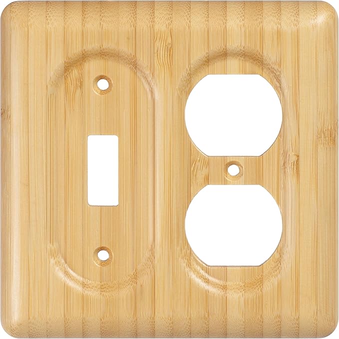 Combination Switch & Outlet Cover Solid Bamboo for Toggle and Duplex Decorative Wall Plate