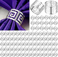 Hotop 16 Pcs Silver Napkin Rings Set Hollow Out Metal Napkin Holder Exquisite Serviette Buckle Bulk for Wedding Party Gathering Dinner Table Decoration