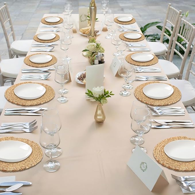 Kochorie Set of 24 Round Woven Placemats 12-Inch Natural Water Hyacinth Plant Placemats Hand-Woven Boho Rattan Placemat Wicker Weave Table Mats for Home Dinner Plates Holiday Supplies