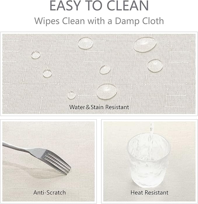 Rectangle Tablecloth 60x144 inch Linen Textured Waterproof Table Cloth Stain and Wrinkle Resistant Washable, Decorative Fabric Table Cover for Outdoor and Indoor Use, Ivory