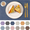 Faux Leather Placemats Set of 4 Washable PU Table mats for Kitchen Table - Heat Resistant, Waterproof, Easy Clean, Anti Slip 11.8" x 17" (Dark Blue-4 Pack)