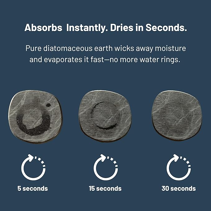Coaster Set of 4 - Diatomaceous Earth Absorbent Coasters for Drinks | Quick Dry, Super Absorbent | Coffee Table, Bar & Home Decor | Non-Toxic, BPA-Free | Female Founded USA Brand Brand