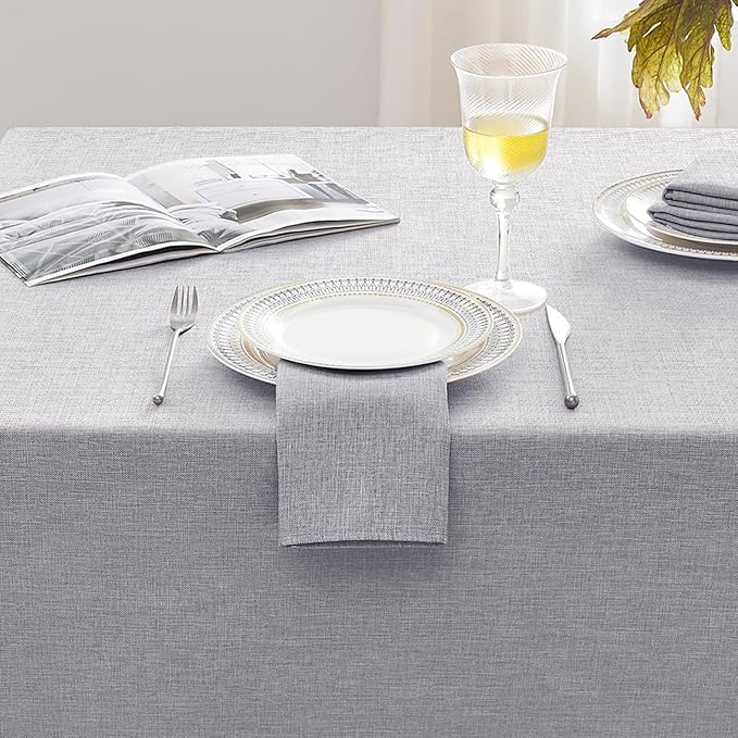Softalker Tablecloths Rectangular 60x84 inch Linen Textured Table Cloth Outdoor Waterproof, Stain and Wrinkle Resistant, Grey Table Cloths for 6 Foot Rectangle Tables Decor for Party Holiday Birthday