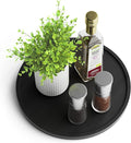 Lazy Susan Organizer Homerays 10 Inch Non-Skid Bamboo Lazy Susan for Kitchen Rotating Spice Rack for Kitchen Cabinet, Wood Turntable for Kitchen Countertop Organizer Black