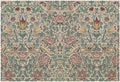 William Morris Placemat Set, Beige Blue Pink Vintage Rustic Art Exotic Ethnic Floral Bird Seamless Pattern Home Decor Linen Table Mats for Dining Room Kitchen Party (17x12in) x6P