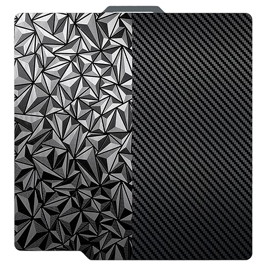 JUUPINE 3D Printer Build Plate for Bambu Lab X1/X1C/X1E/P1P/P1S/P2S/A1 3D Printer,Diamond PEO+Carbon Fiber PET Surface 257x257mm Spring Steel Plate,Double Sided Flexible Sheet Heatingbed Platform.