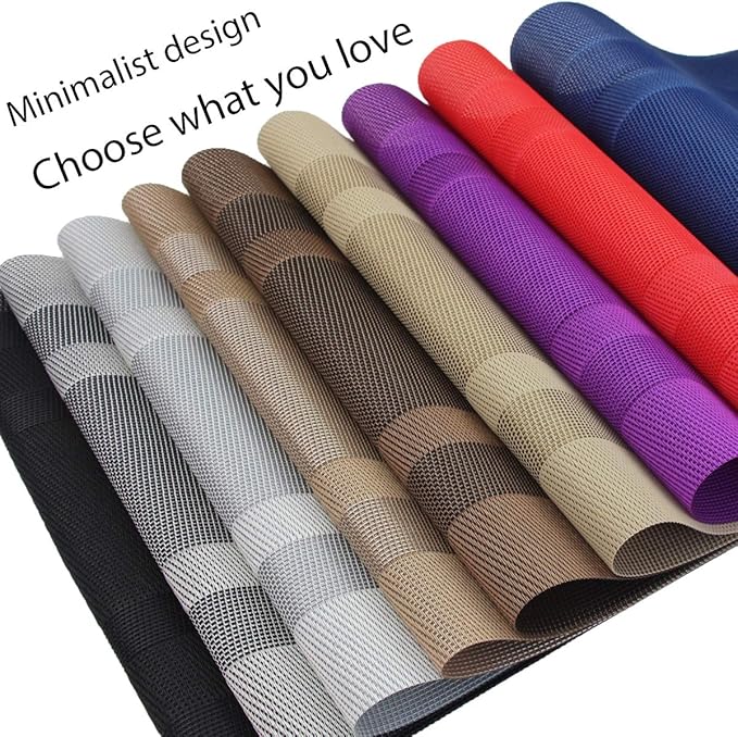 PIGCHCY Placemats,Durable Placemats for Dining Table,Washable Woven Vinyl Kitchen Placemats Set of 4 (18 x 12 inches,Passionate Red)