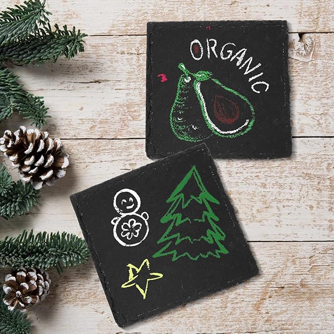 68 Pieces Slate Coasters, Dhfsleo Size 4 x 4 inch Black Coasters Stone Coaster Set, Square，Perfect for use in Your Home, Office, Kitchen,bar,Christmas or Anywhere.