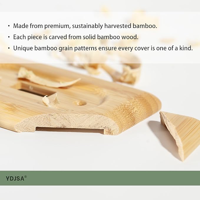 Solid Bamboo Double Toggle Light Switch Cover Plate Decorative Wall Plate for Modern Homes