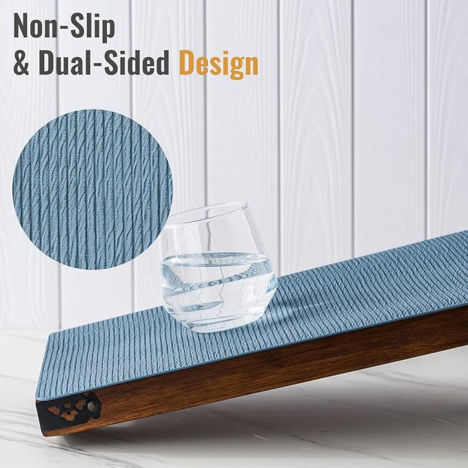 Jovono Faux Leather Placemats Set of 4, Waterproof Washable Table Mats, Easy-Clean Heat Resistant Kitchen Vinyl Place Mat for Dining Table, Restaurant, Indoor, 17.8"x11.8", Light Blue