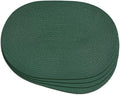 Noctiflorous Oval Braided Placemats Set of 4 Woven 12x18 Inch Non Slip Washable Heat Resistant Place Mats Round Tablemats for Dining Kitchen Party Daily Table Decor Dinner Mats (Solid Forest Green, 4)