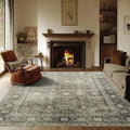 Washable Rugs 8x10 Area Rugs for Living Room- Vintage Rugs for Bedroom,Dining Room,Large Soft Low Pile Retro Carpet with Non Slip Rubber Backing,Neutral Accent Nursery Rug for Home Office Decor