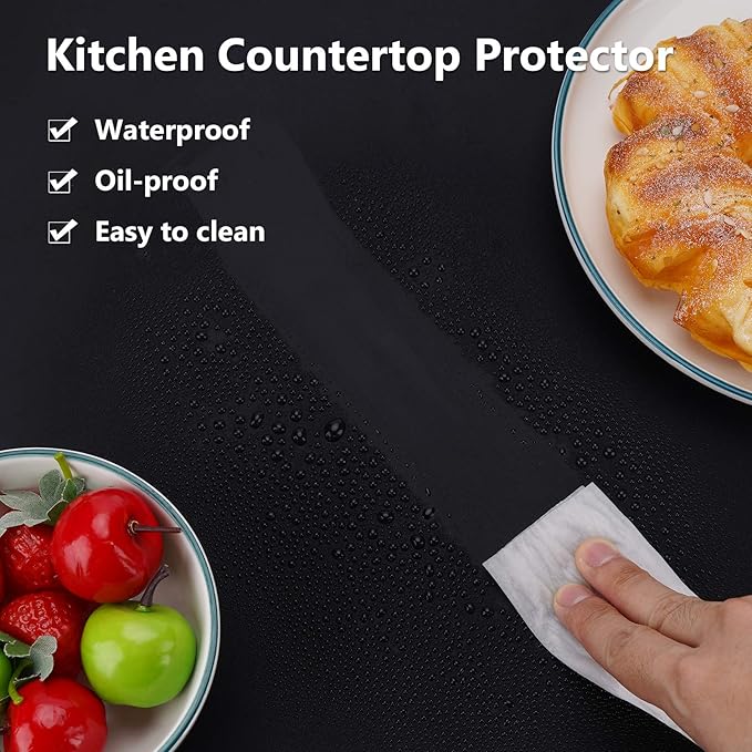 Gartful Extra Large Silicone Mats for Countertop, 28" by 20" Multipurpose Mat, Counter Table Protector, Desk Saver Pad, Placemat Nonstick Nonskid Heat-Resistant Pad, Black, 2PCS