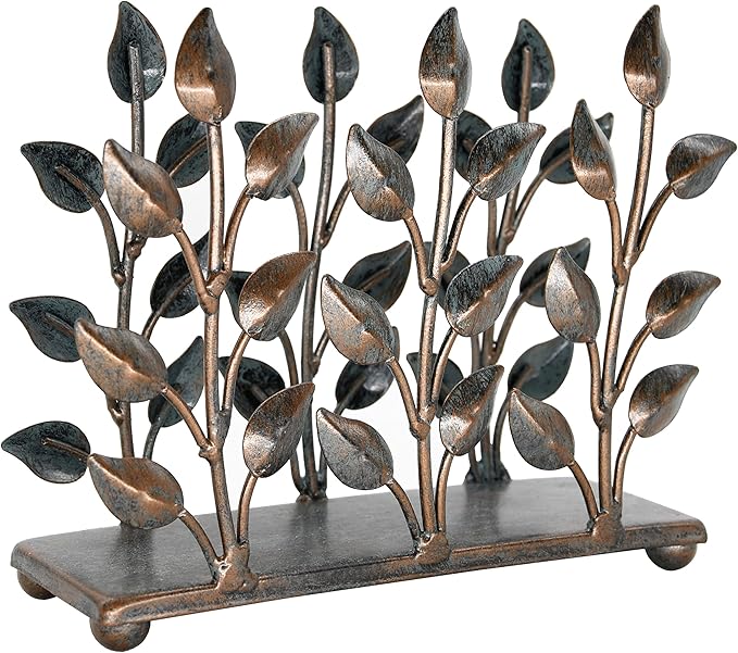 OwlGift Antique Metal Cooper Green Napkin Holder, Napkin Dispenser for Cocktail or Luncheon Napkins, Vertical Napkin Holders for Kitchen, tables, and Outdoor
