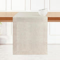 D'Moksha Homes Linen Light Natural Table Runner 132 Inches Long - 100% Pure Linen Extra Long Table Runner 14 x 132 Inch for Valentines, Spring, Easter - Machine Washable