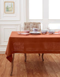 Solino Home Linen Cinnamon Tablecloth 60 x 108 Inch - Classic Hemstitch, 100% Pure Linen Rectangular Tablecloth - Machine Washable Table Cloth for Winter