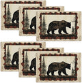 Bear Placemats Set of 6, Farmhouse Cabin Place Mats, Country Rustic Wild Animal Waterproof Washable Table Mats for Home Party Indoor Kitchen Dining Table Decoration 12x18 Inch