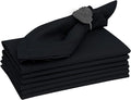 Ruvanti Premium Linen Napkins Set of 6-20x20 Inch, Classic Hemstitch, Mitered Corner Cloth Napkins ‎‎- Soft, Elegant Dinner Napkins Cloth Washable for Weddings, Parties, Everyday Use - Black